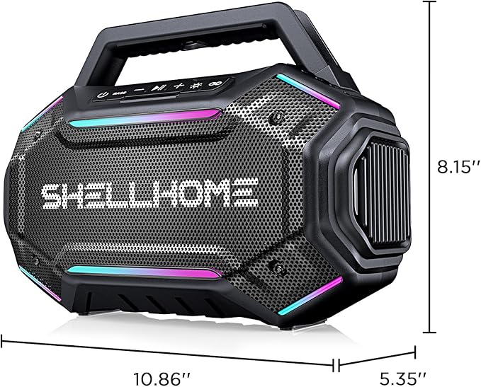 Bluetooth 6.0 Speakers Outdoor, 80W(Peak) Loud Speaker with Bass, 30H Playtime, IPX6 Waterproof, RGB Lights, BassUp 2.0, TWS, Portable Large Jobsite Speakers for Party, Garage