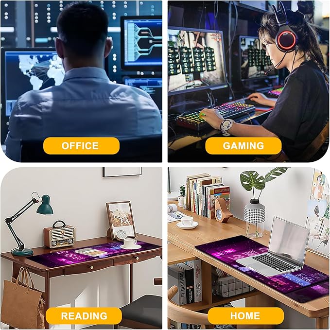 Desk Pad Anime Street Desk Mat for Keyboard and Mouse, Large Mousepad with Stitched Edges for Work Game Office, 31.5 x 11.8 in