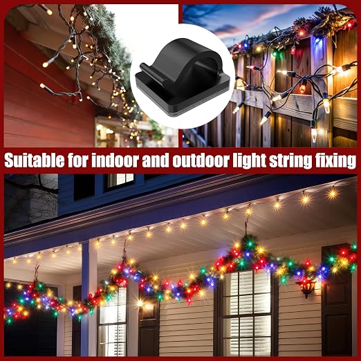 Blulu 100 Pcs Adhesive Cable Wire Clips, Outdoor Light Clips, Cord Management Wire Organizer Cord Holder for Holiday String Lights, Under Desk, Car, Wall, TV PC Ethernet Cable(Medium,Black) - Image 7