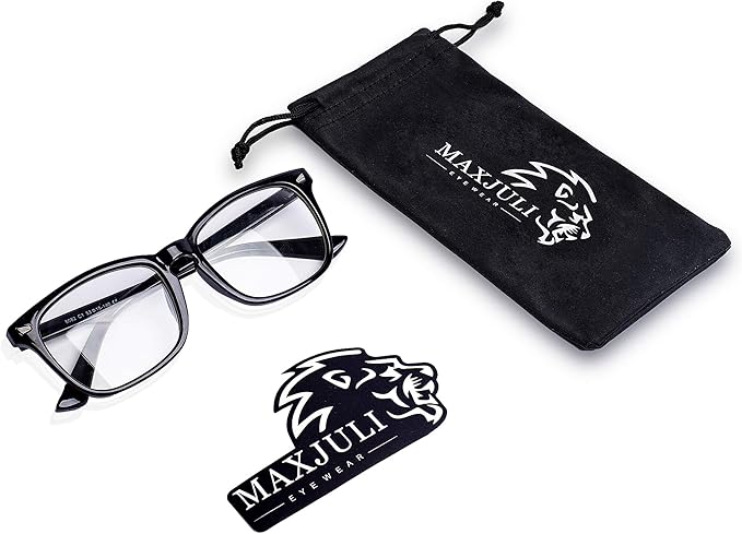 MAXJULI Blue Light Blocking Glasses,Computer Reading/Gaming/TV/Phones Glasses for Women Men(Shiny Black)