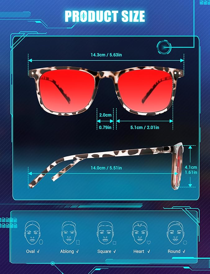 TIJN Sleep Glasses Blue Light Blocking Square Eyeglasses Dual AR Coatings for Computer Gaming Screen Fatigue & UV Protection