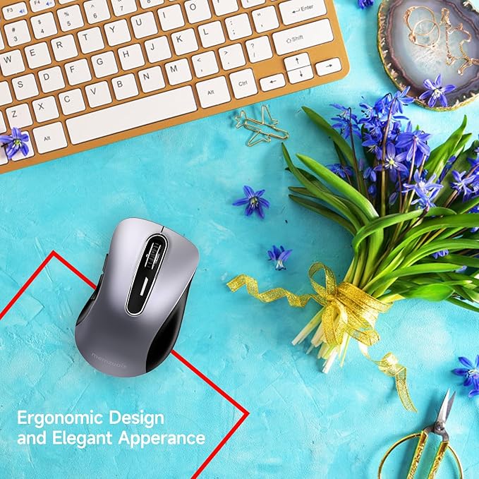 memzuoix 2.4G Wireless Mouse, 1400 DPI Mobile Optical Cordless Mouse with USB Receiver, Portable Computer Mice Wireless Mice for Laptop, PC, Desktop, MacBook, 5 Buttons (Gunmetal)