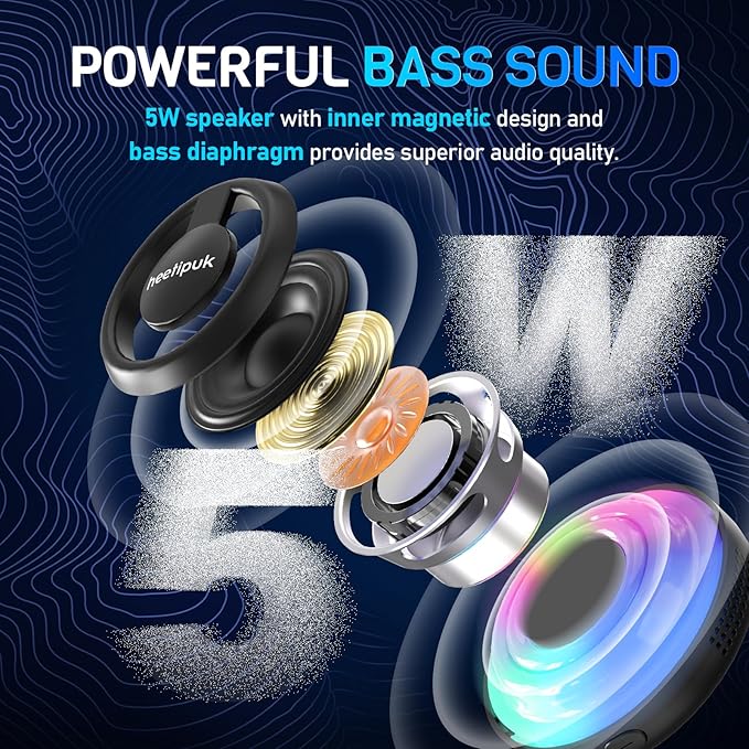 2 Pack Mini Bluetooth Speaker, Teen Gift Ideas, Loudspeaker with Bass Diaphragm, 5W Internal-Magnet Speaker, 7H Playtime,TWS, RGB Light, TF Card Slot