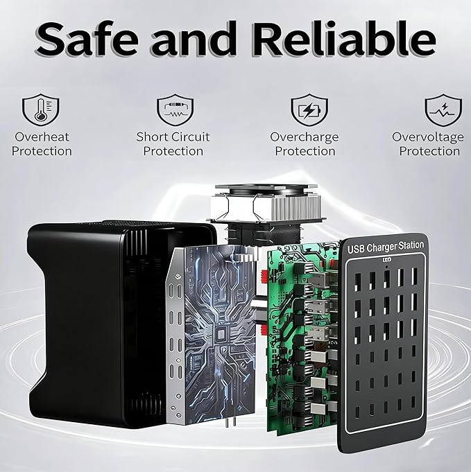 150W USB C Charging Station, 30 Port Fast Multi Device Charger (15 USB-C + 15 USB-A) Desktop Charger Hub, Compatible with iPhone Samsung iPad Google Pixel Tablets & Other USB Electronics