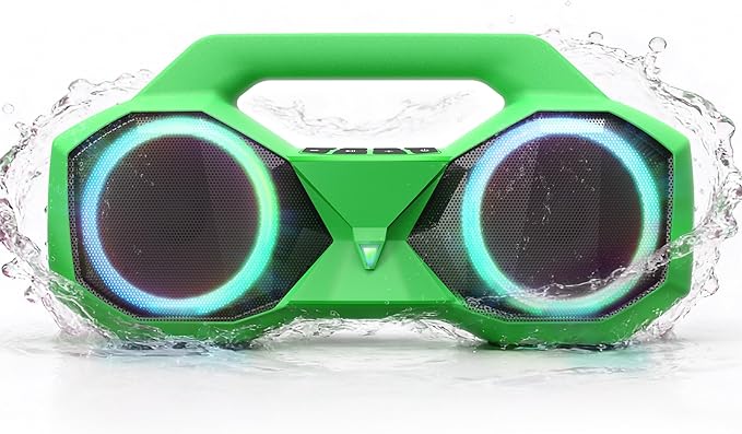 OZJ Bluetooth Speaker 80W(Peak) Loud with Bass, 20H Playtime, IPX7 Waterproof, RGB Lights, TWS, Large Portable Wireless Speakers for Outdoor, Home, Party, Pool, Beach, Tailgating, Gym, Work (Green)