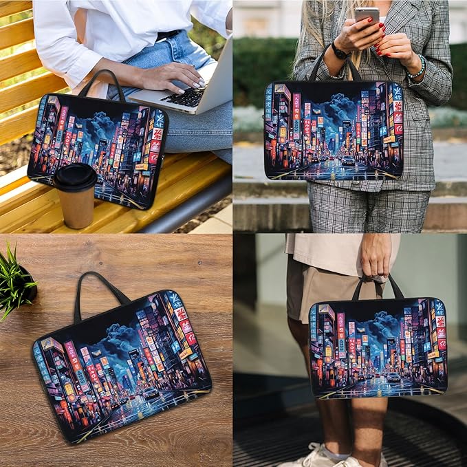 Laptop Sleeve Bag with Handle Computer Protective Soft Cover Case for 14 Inch 13 Inch Laptop,Japanese Street