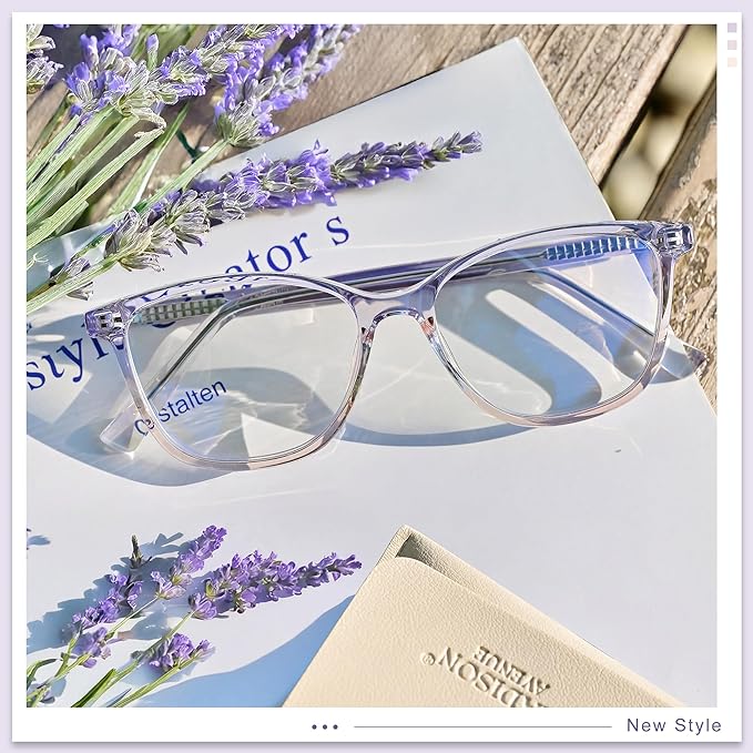 Madison Avenue Blue Light Blocking Glasses Anti Eyestrain UV Glare Blue Light Glasses for Women with Case, TV Phone Computer Gaming Eyeglasses (Purple Gradient Brown)