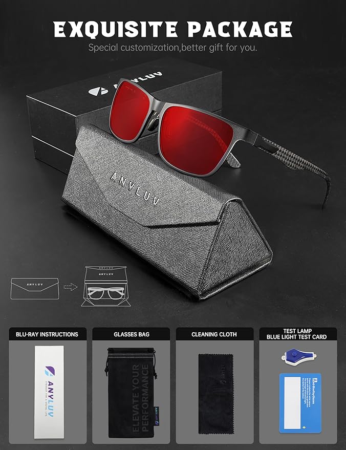 ANYLUV Carbon Fiber Reading Glasses for Men Women, Blue Light Blocking Computer Readers, Anti Glare Spring Hinge