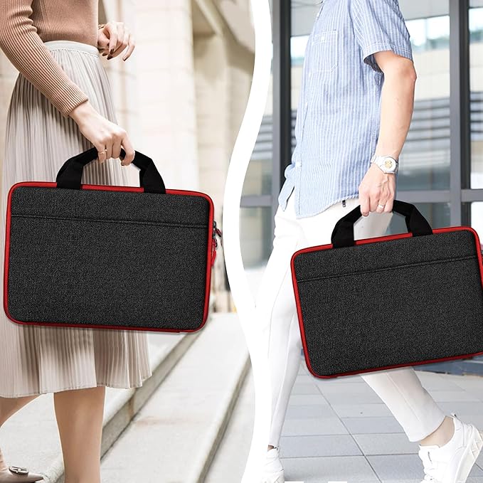 Hseok 13 14 inch Laptop Case Sleeve with Small Case,TSA Computer Handbag Compatible with MacBook Neo/Pro 14 M5/M4/M3/M2/M1,All Models 13.3" MacBook Air/Pro,XPS 13/14,Most 13-14 Notebooks,Black-red