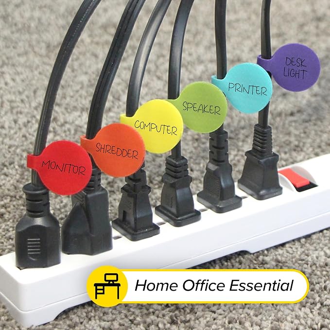 Cable Labels - Wrap-It Storage - Circles, Multi-Color (36-Pack) - Color Coded Labels for Organizing, Wire Tags Write on Surface for Labels for Charging Cords and Electronics - Image 8