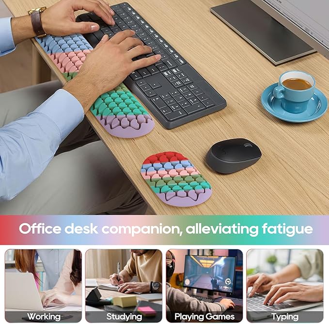 Keyboard Wrist Rest, Mecyfaty Wrist Rest for Computer Keyboard, Ergonomic Mouse Wrist Pad Made of Comfortable and Breathable Silicone, Computer Mouse for Desk Office Supplies
