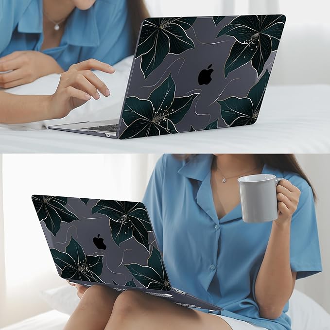 Mektron for MacBook Air 13 inch Case 2021-2018 Release A2337 M1 A2179 A1932, Plastic Hard Shell Case Only Compatible with MacBook Air 13 inch Retina Fits Touch ID, Floral C218