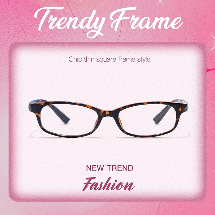 SODQW Office-Siren Blue Light Glasses for Women, Rectangle Frame, Y2K Small Eyewear, Anti Eyestrain Computer Glasses