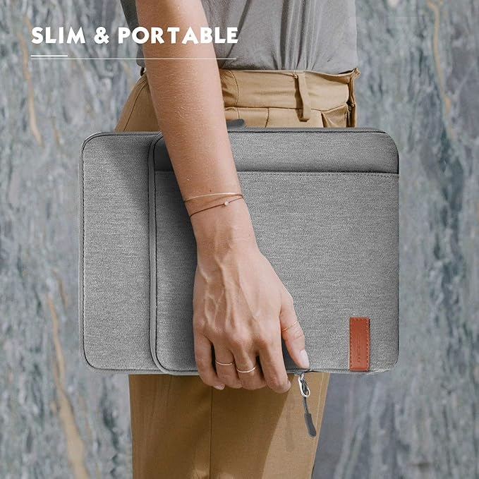 MoKo Laptop Sleeve Bag for 13.3-14 Inch, Notebook Carrying Case with Pocket Fits New MacBook Pro M3/M2 14" /13" M2/M1 Pro/M1 Max 14.2 2023-2021/Air 13.6" M2 2022, Surface Pro 9/8 13", Light Gray
