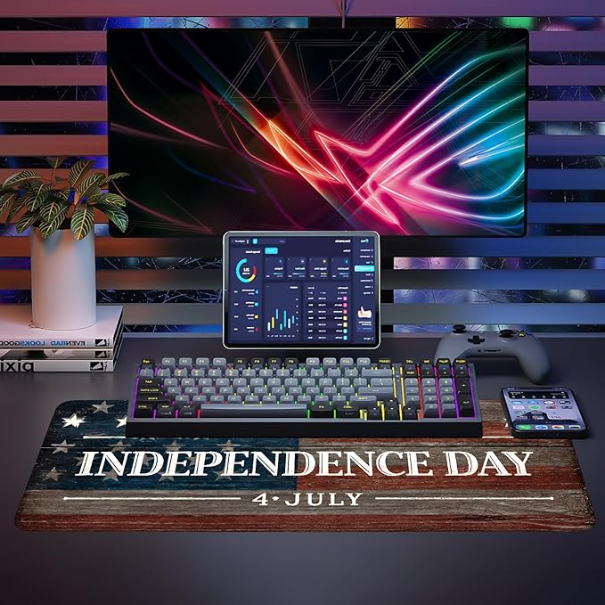 Mouse Pad, Large Anti-Slip with Stitched Edges Desk Mat Desktop Laptop Computer Desk Keyboard Mat,Table Protector Blotter Mat (National Flag, 31.5" x 11.8")