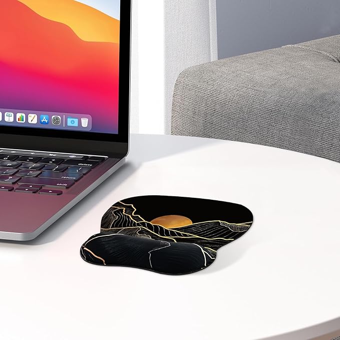 EooCoo Ergonomic Mouse Pad with Wrist Support, Mousepad with Memory Foam Wrist Rest and Non-Slip Base for Computer, Cafe, Home & Office, 9.64 x 8.26 in Office Desk Accessories