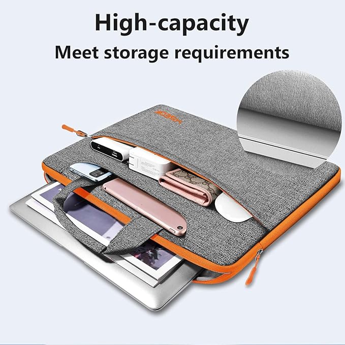 Hseok Laptop Shoulder Bag 15 15.6 16 Inch Briefcase,Compatible MacBook Pro/Neo 16",MacBook Air/Pro 15,XPS 15/16 and most 15.6-16 and Most 15-16 Notebooks,Spill-Resistant Handbag,Dark Gray & Orange