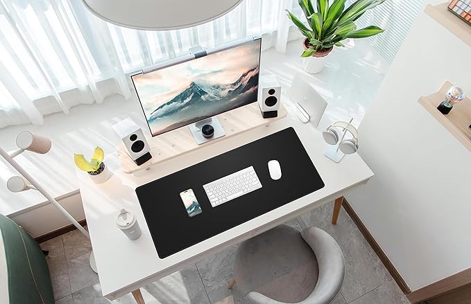 AFIING Dual-Sided Cork Desk Pad, PU Leather Desk Mat Protector, Waterproof Large Mouse Pad for Office Desk, Non-Slip Writing Surface for Home & Office (35" x 17", Black)