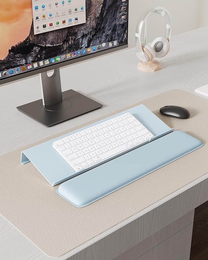 Laborio Computer Keyboard Stand for Desktop, Keyboard Wrist Rest Holder Stand for Easy Typing with Wrist Pad for Office Desk, Home, School(Blue)