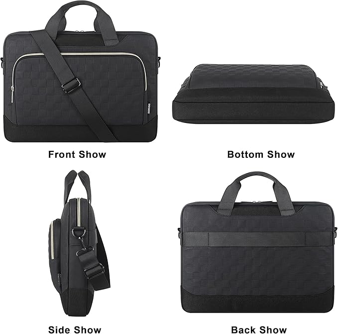 DOMISO 17-17.3 inch Laptop Sleeve Business Briefcase 17 inch Laptop Bag Waterproof Laptop Case for Men Women Business Office Work Computer Case 17 inch Messenger Shoulder Bag,Black