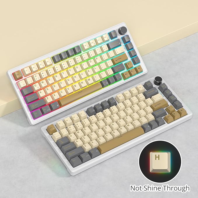 75% Wired Gaming Keyboard, Hot Swappable Gasket Mount, White Switch, 82 Keys TKL Mechanical Keyboard, NKRO Creamy for PC Laptop Windows Gamer (Glimmer)