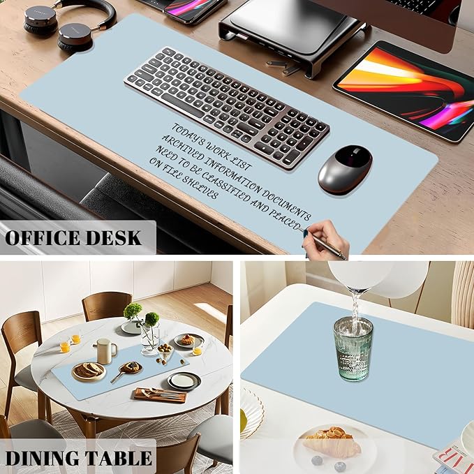 Dry Erase Desk Mat, Waterproof Desk Pad, Erasable Writing White Board for Making Plans, Non-Slip Large Desktop Protector for Office, Home, School 31"x13" (Blue)