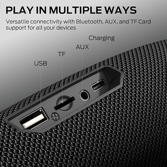 Monster S380 Bluetooth Speaker, Portable Speaker with 40W Stereo Sound, Bluetooth 6.0, 20H Playtime, TWS Pairing, Support AUX/TF Card, IPX6 Waterproof Wireless Speaker for Home, Travel, Outdoor