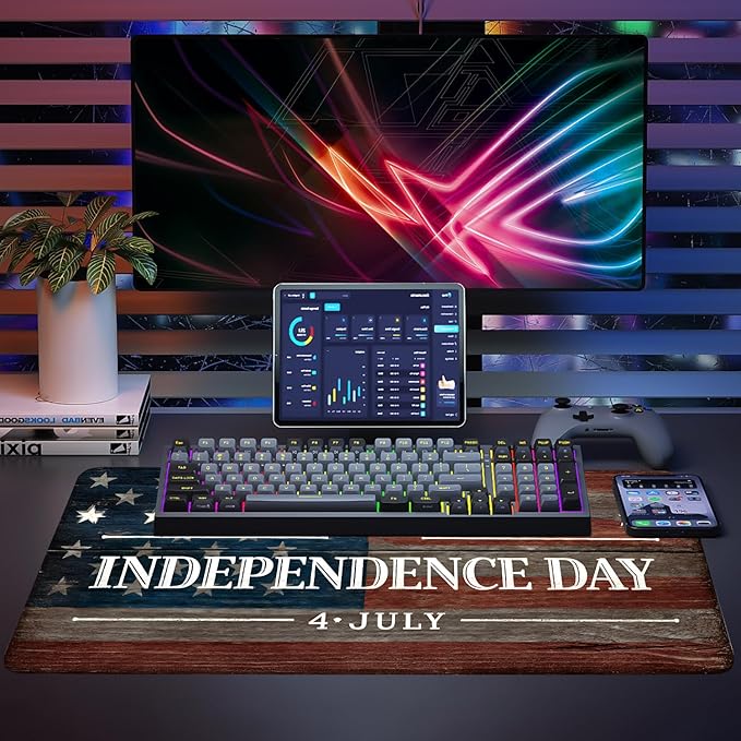 Mouse Pad, Large Anti-Slip with Stitched Edges Desk Mat Desktop Laptop Computer Desk Keyboard Mat,Table Protector Blotter Mat (National Flag, 35.4" x 15.7")