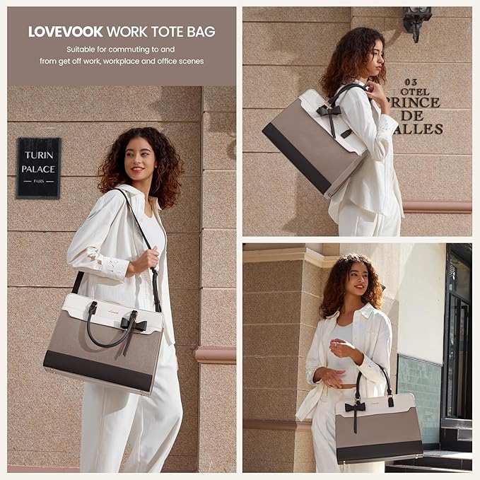LOVEVOOK Laptop Tote Bag for Women,Leather Work Bag, Waterproof Business Teacher Bag,Large Computer Handbag Purse Briefcase,Office Gifts for Women
