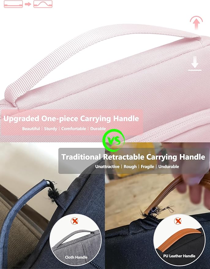 HYZUO 13.3-14 Inch Laptop Bag Sleeve for MacBook Pro 14 M5 M4 M3 M2 M1 Pro/Max A3426 A3427 2026-2021, MacBook Air/Pro 13.3, 13.8"-13.5" Surface Laptop/Book, Notebook Case for 13" Dell HP, Pale Pink