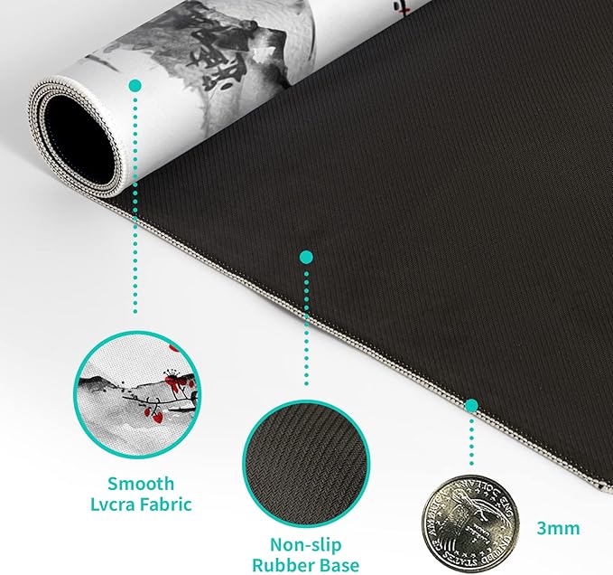 Japanese Cherry Blossom Gaming Mouse Pad 27.6x11.8 Inch Pink Full Desk Sakura Large Non-Slip Rubber Base Waterproof Big Keyboard Mat With Stitched Edges for Office