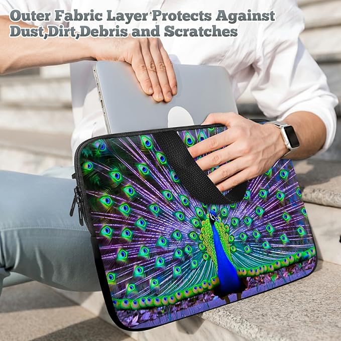Laptop Sleeve Case Bag 15 inch, Peacock Slim Carrying Case Handbag Travel Laptop Bag for 15 inch MacBook Air M3/M2/15 Pro/Surface Laptop 7/6/5/4/3/ Dell XPS 15 Plus