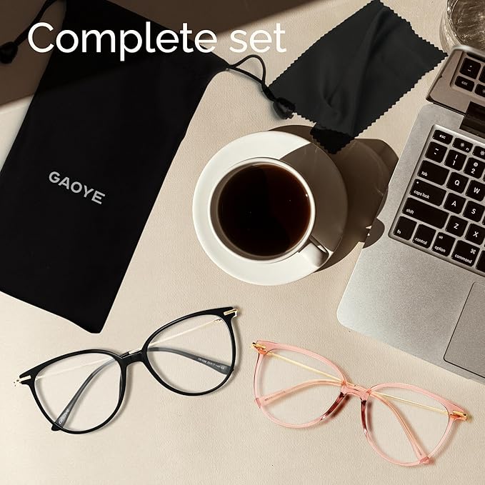 Gaoye Blue Light Blocking Glasses - Trending Round TR90 Frames, Metal Arms, UV400 Protection - Matching Soft Case