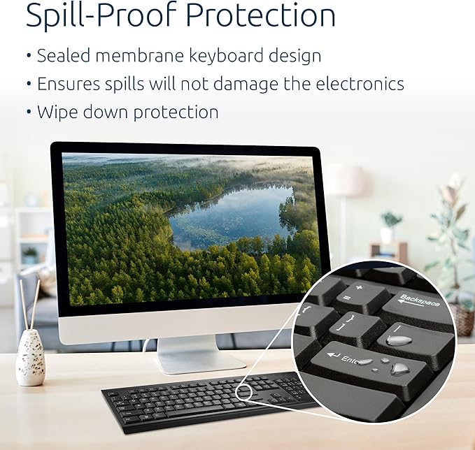 Kensington KB150 EQ Wireless Keyboard, Full Size, 2.4GHz Wireless Connection, Spill-Proof, 104-key, Black (K75561NA)
