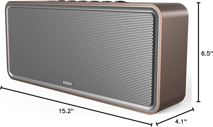 DOSS SoundBox XL Bluetooth Speaker with Subwoofer, Booming Bass, Dual DSP Technologies, TWS, 2.1 Audio Channel for Home, Indoor, Office and Entertainment - Gold