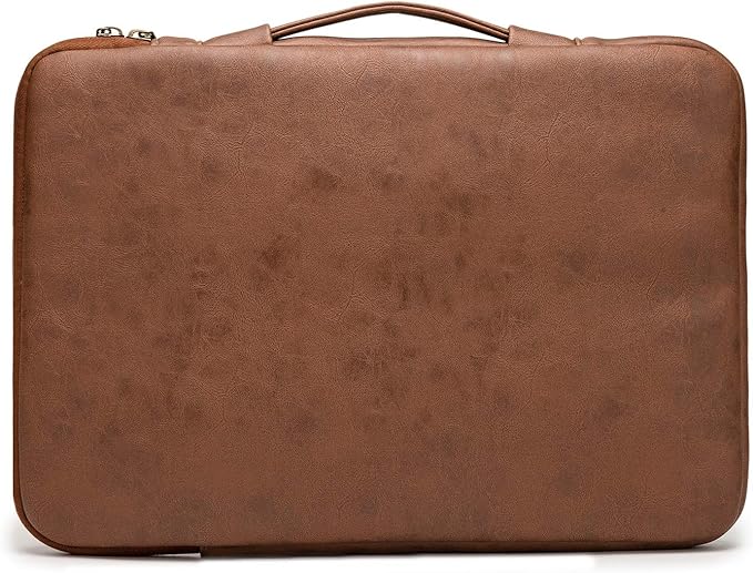 Kinmac 360° Protective Laptop Sleeve Case Bag Cover with Handle for MacBook Pro 16 inch,16 inch HP,Lenovo,Dell,ASUS,Acer Ultrabook and Business Laptop (Coffee PU)