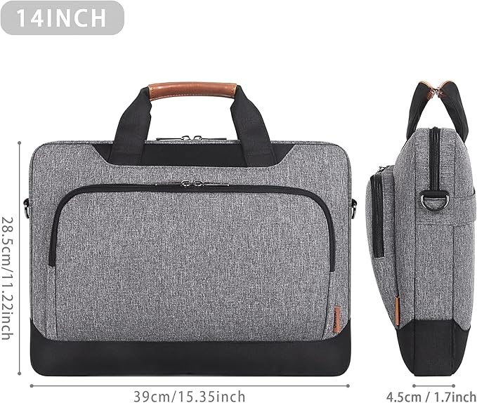 DOMISO 13.5-14 Inch Laptop Bag Business Briefcase Laptop Case Ultrabook Notebook Carrying Case Shoulderbag for MacBook Pro 14 Inch 2021 Model A2442 with M1 Pro/ M1 Max Chip & Touch ID,Grey