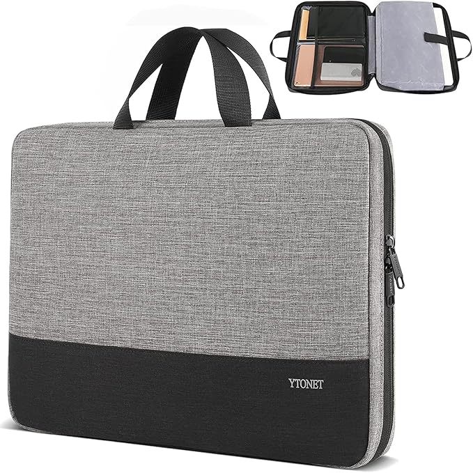 Ytonet Laptop Sleeve Case 17 17.3 Inch, Slim Water Resistant TSA Laptop Bag with Handle Protective Computer Carrying Case Compatible with MacBook Pro, HP, Dell, Lenovo, Asus 16–17 Inch Notebooks, Grey