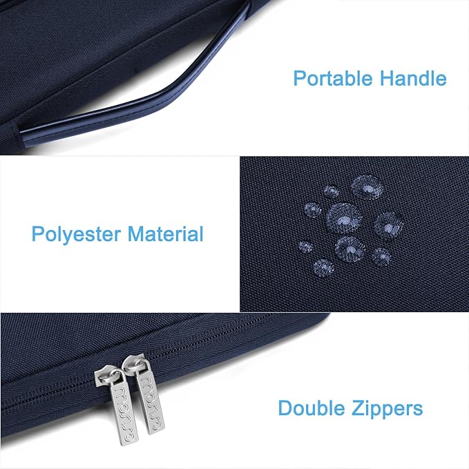MOSISO 360 Protective Laptop Case 16 inch,15-15.6 inch Laptop Sleeve Compatible with MacBook Pro 16 M5 M4 M3 M2 M1,HP Acer Dell Lenovo ASUS,Side Open Bag with 2 Raised&1 Flapover Pockets, Navy Blue