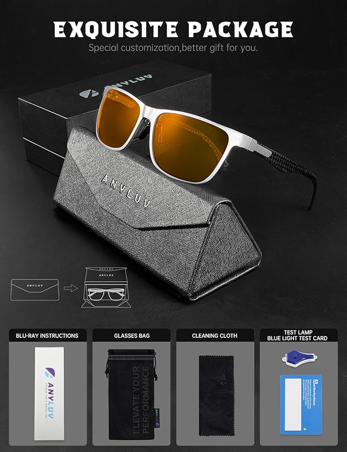 ANYLUV Carbon Fiber Reading Glasses for Men Women, Blue Light Blocking Computer Readers, Anti Glare Spring Hinge