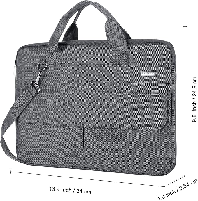 LANDICI Laptop Bag Case 13 14 inch with Shoulder Strap, Slim Waterproof Computer Sleeve Cover Compatible with MacBook Air 13/13.6 M1 M2 M3 M4, MacBook Pro 13/14, Chromebook 14, Grey