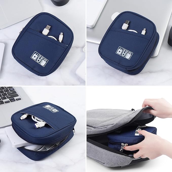 E-Tree Storage Pouch for Small Electronics and Accessories,Tech Bag,Electronic Organizer Case Compatible with MacBook Laptop Charger,Mouse,Cables,Hub,Power Bank,Earphone,Toiletries Cosmetics (Grey)