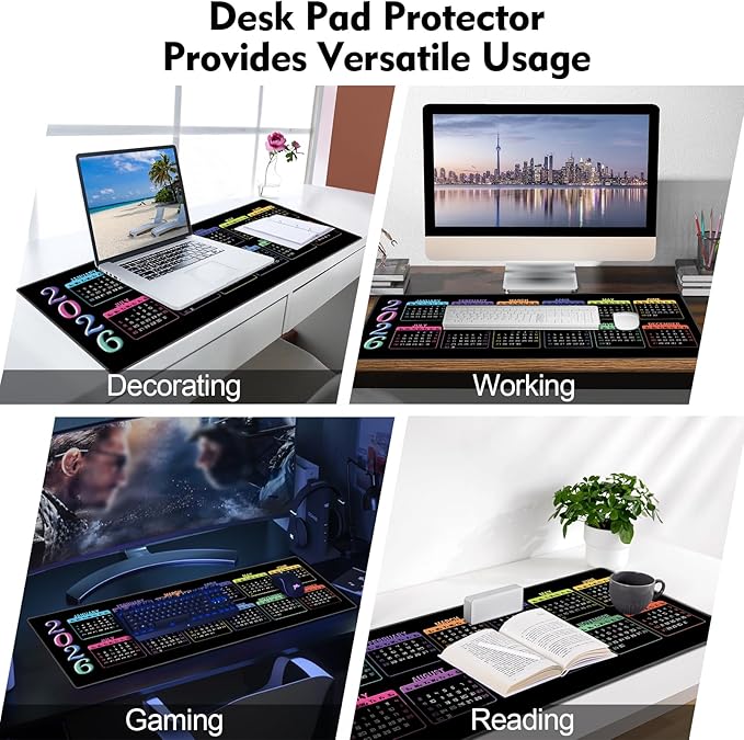 Galdas Gaming Mouse Pad XXL XL Large Long Extended Big Mousepad Non-Slip Rubber Keyboard Mouse Pad with Stitched Edges for Laptop Home Office (2026 Calendar, 31.5 * 11.8)