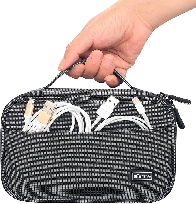 sisma Travel Electronics Organizer Small Carrying Case for Cables Phone Chargers USB Plugs Power Cords Earbuds Adapter Tech Accessories Pouch -Special Edition