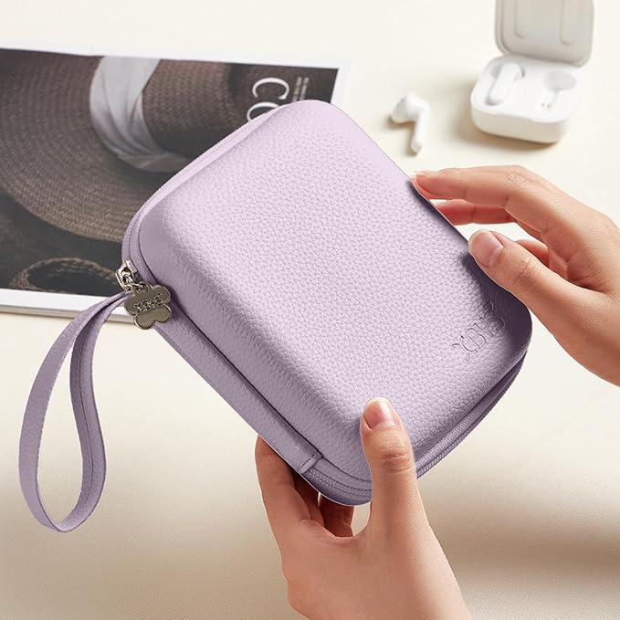 Charger Case for Macbook, Portable Tech Electronic Organizer Bag,Travel Storage Pouch for Laptop Accessories, MacBook Power Adapter, Charging Cords, USB Drives, Power Bank (Purple, L)