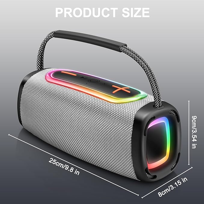 Bluetooth Speaker 6000mAh, 36H Playtime BT5.4 Portable Wireless Speaker with 24W Loud Stereo Sound, IP6 Waterproof, Portable Speaker with RGB Multi-Color Rhythm Lights for Outdoor/Home/Party as Gift