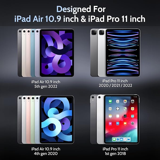 Peslv 4 Way Magnetic Privacy Screen Protector for iPad Air 5th 4th 10.9" & iPad Pro 11(2018-2022), Removable 360 Spy Private Filter, Anti Blue Light Glare Bubble-Free Black Security Protector