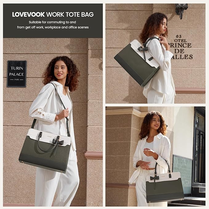 LOVEVOOK Laptop Tote Bag for Women,Leather Work Bag, Waterproof Business Teacher Bag,Large Computer Handbag Purse Briefcase,Office Gifts for Women