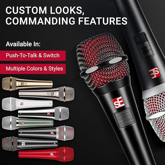 SE ELECTRONICS V7 Dynamic Microphone for Singing, Speech & Studio Recording - XLR Handheld Professional Microphone with Supercardioid Aluminum Voice Coil for Huge Gain Before Feedback - Chrome