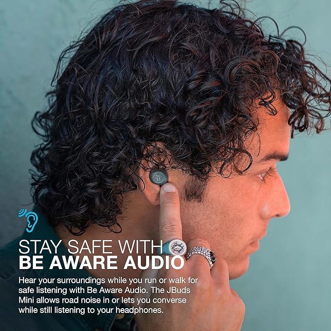 JLab JBuds Mini True Wireless Bluetooth Earbuds with Charging Case, Sage, IP55 Sweat and Dust Proof, Bluetooth Multipoint, Be Aware Audio, 3 EQ Sound Settings, Crystal Clear Calls